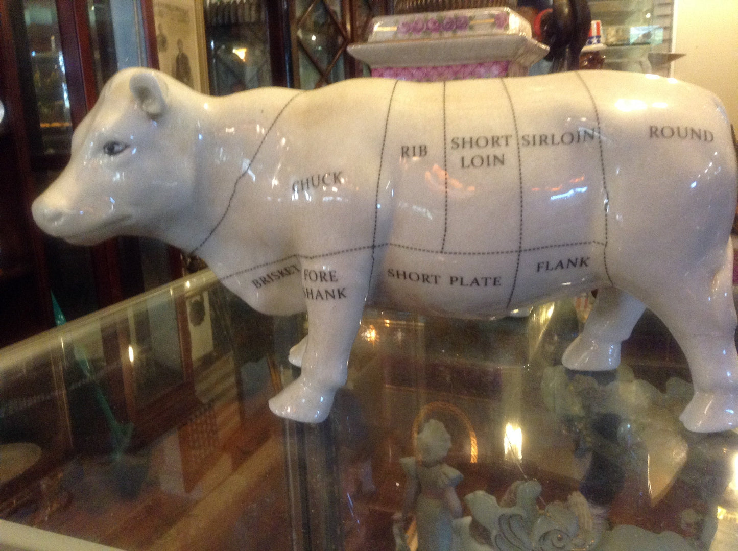 Cow Porcelain Butcher Figurine Chart Statue