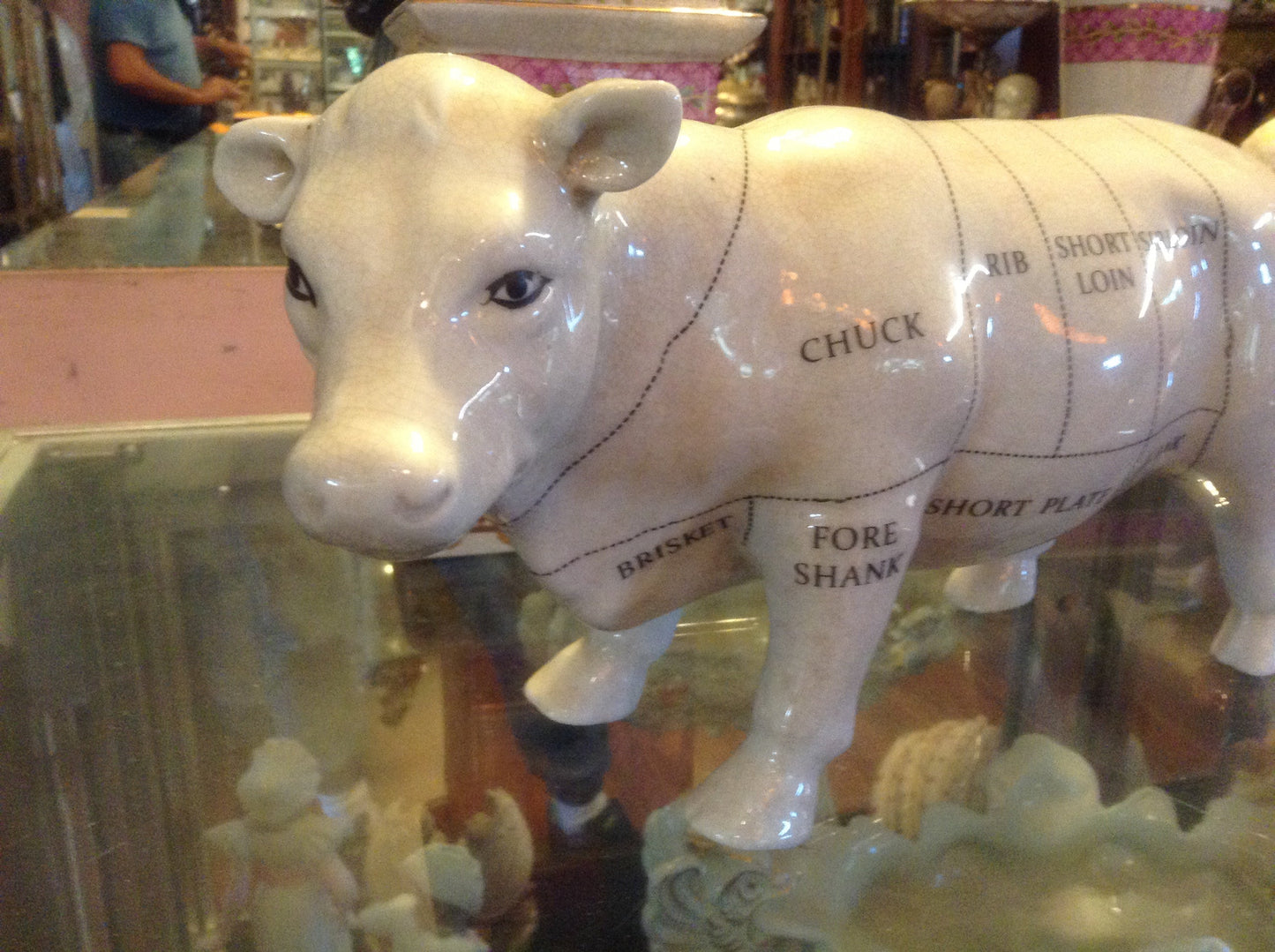 Cow Porcelain Butcher Figurine Chart Statue