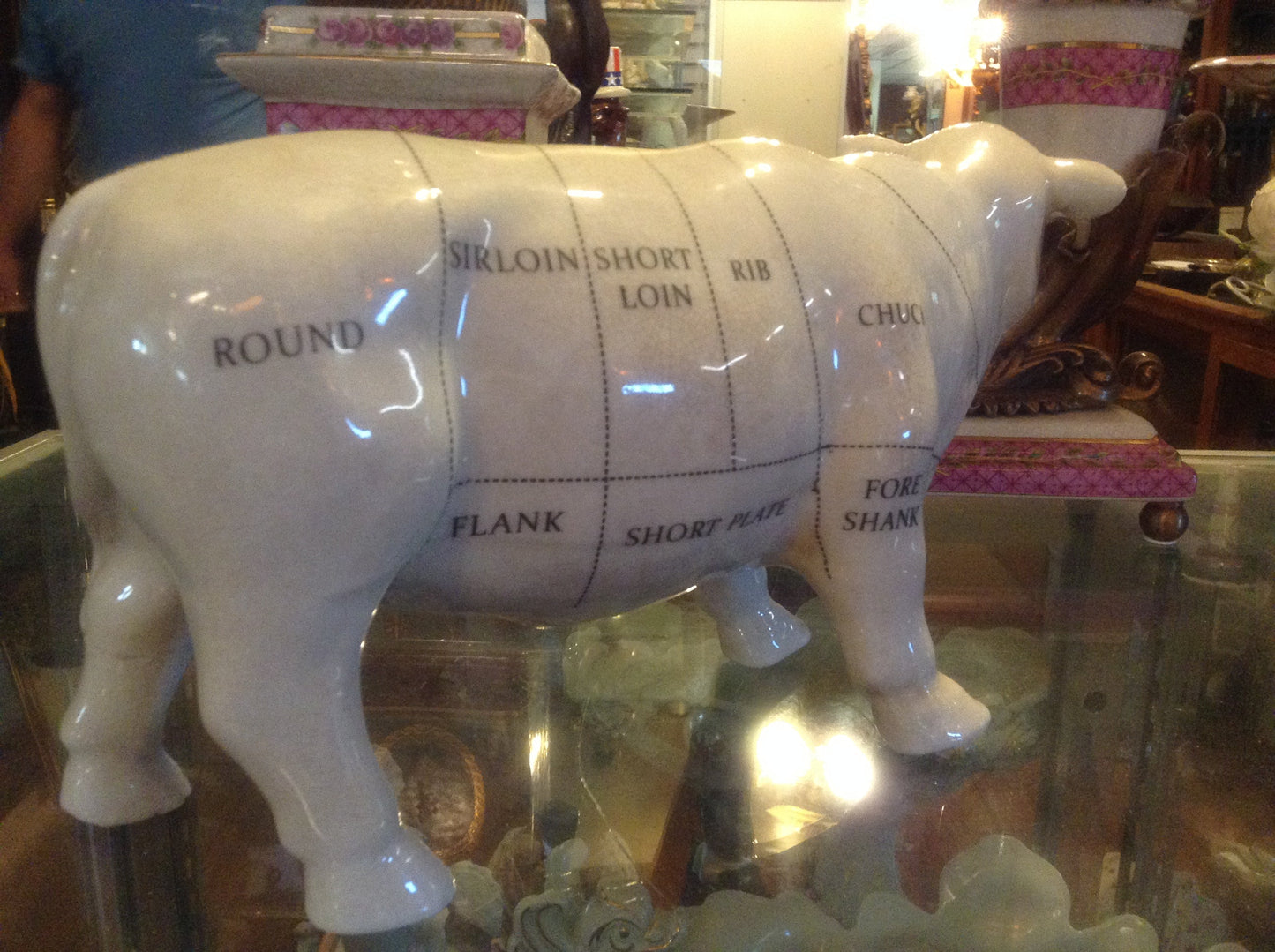 Cow Porcelain Butcher Figurine Chart Statue