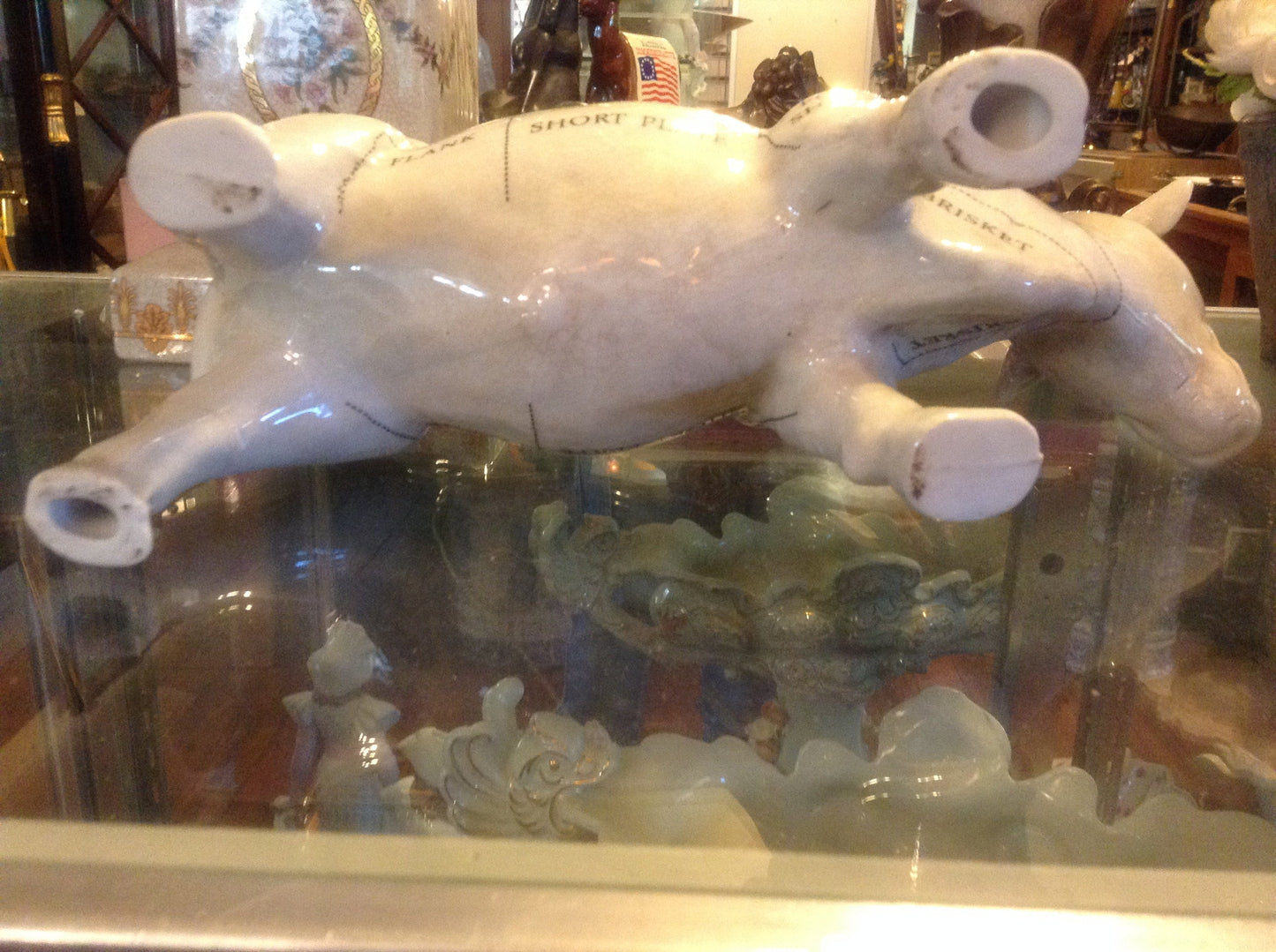 Cow Porcelain Butcher Figurine Chart Statue
