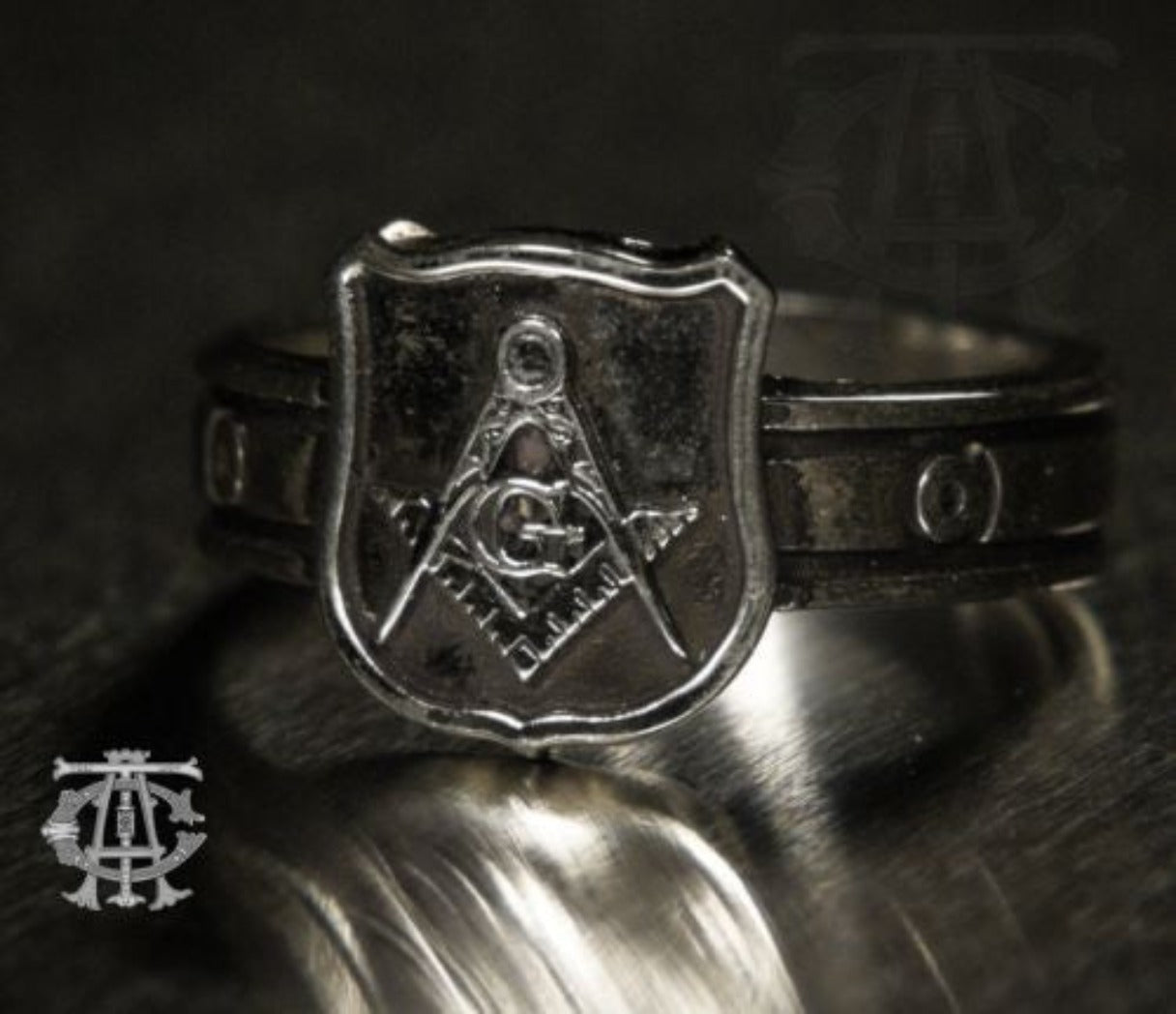 Pillar of Strength Masonic Ring, Sterling Silver