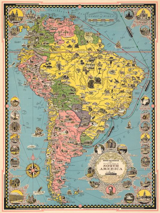 1942 Moore-McCormack Lines Pictorial Map of South America