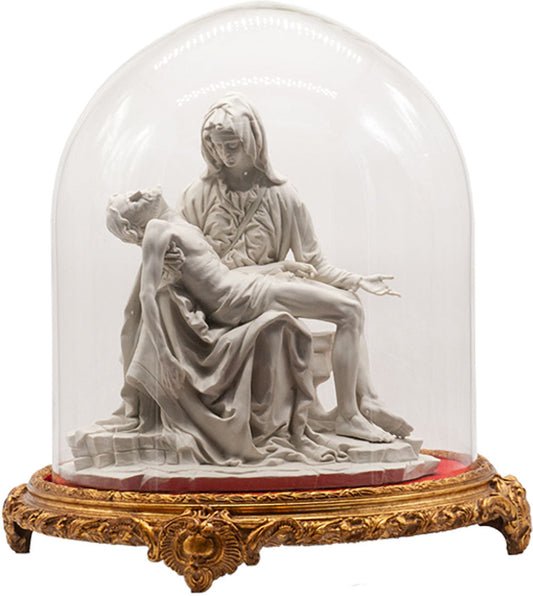Piet¨¤ di Michelangelo bisquit in porcellana di Capodimonte con campana di vetro