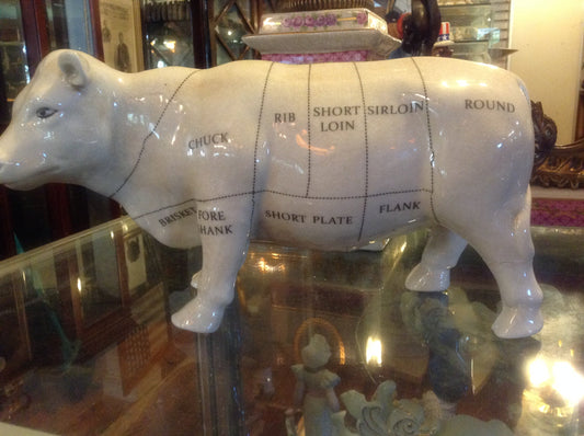 Cow Porcelain  Butcher Figurine Chart Statue