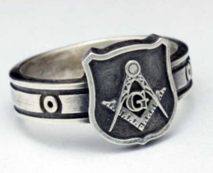 Pillar of Strength Masonic Ring, Sterling Silver